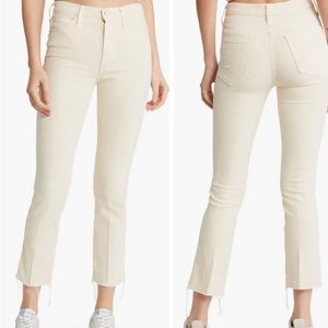 Mother Jeans: insider crop step fray in chalk ivory
